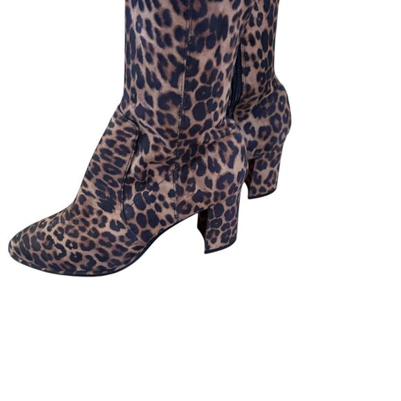 Marc Fisher (NWOT) Lully Leopard Over The Knee Block Heel Side Zip Boot sz 8 - Picture 5 of 13